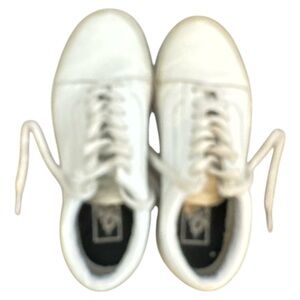 Vans White Leather Low-Top Lace-Up Sneakers